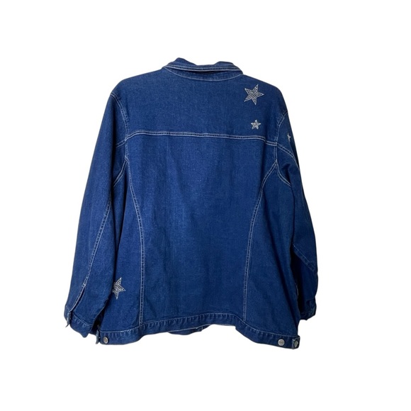 The Quacker Factory Star Rhinestone Pockets Blue Denim Jean Jacket Women's 3X - Picture 9 of 9